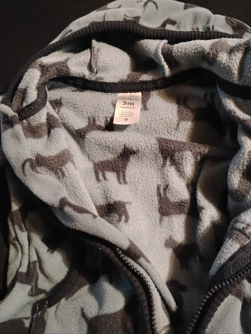 Carter's Light Blue Hooded One-Piece with Dark Dog Print